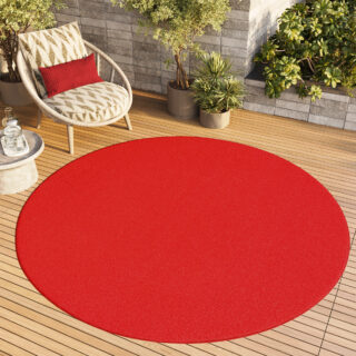 Vloerkleed Mono Rond Indoor Outdoor Rood