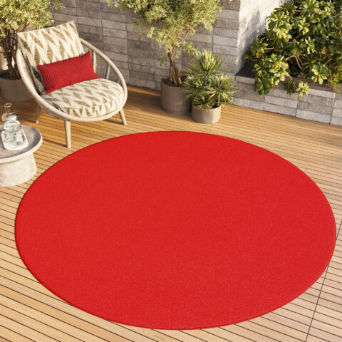 Vloerkleed Mono Rond Indoor Outdoor Rood