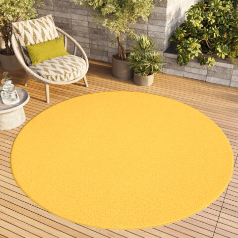 Vloerkleed Mono Rond Indoor Outdoor Geel