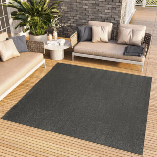 Vloerkleed Mono Vierkant Indoor Outdoor Donker Grijs