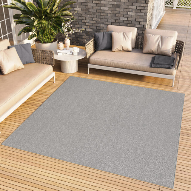 Vloerkleed Mono Vierkant Indoor Outdoor Licht Grijs