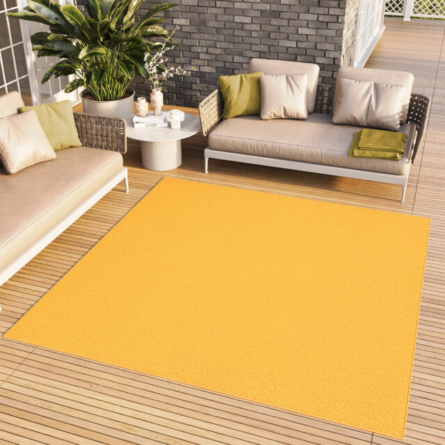 Vloerkleed Mono Vierkant Indoor Outdoor Geel