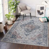 Vloerkleed Ritz Blauw Creme Vintage Rozet