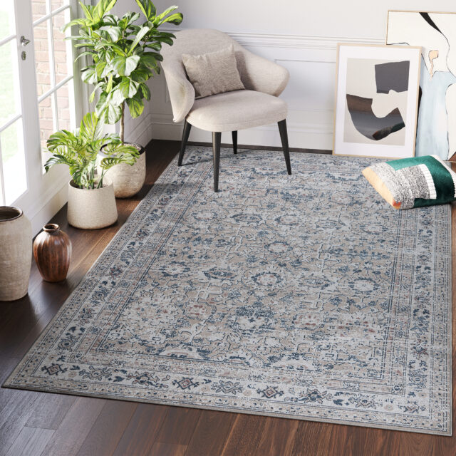 Vloerkleed Ritz Beige Blauw Ornamenten