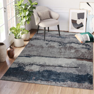 Vloerkleed Ritz Marineblauw Grijs Abstract