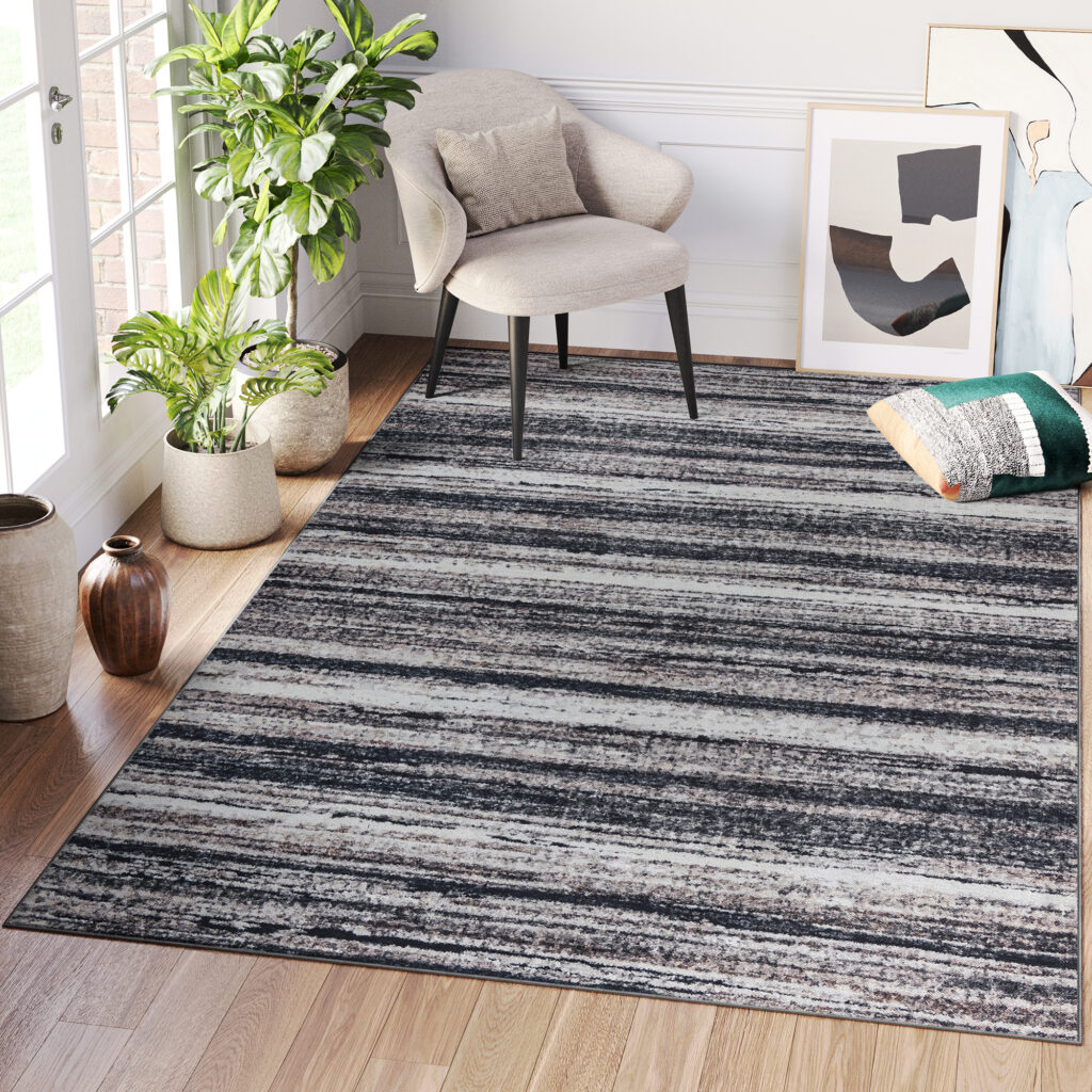 Vloerkleed Ritz Marineblauw Grijs Strepen