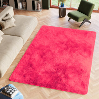 Vloerkleed Silk Antislip Shaggy Roze