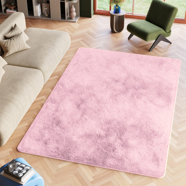 Vloerkleed Silk Antislip Shaggy Licht Roze