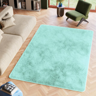 Vloerkleed Silk Antislip Shaggy Mintgroen