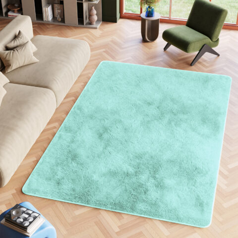 Vloerkleed Silk Antislip Shaggy Mintgroen