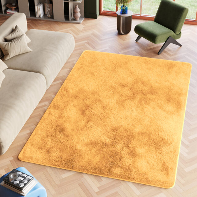 Vloerkleed Silk Antislip Shaggy Oranje