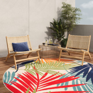 Buitenkleed Patio Rond Veelkleurig Bladeren