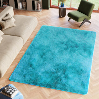 Vloerkleed Silk Antislip Shaggy Turkoois