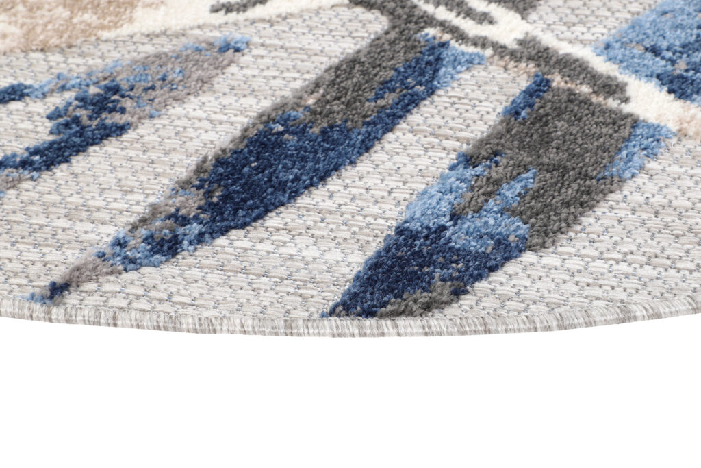 Buitenkleed Patio Rond Grijs Bladeren