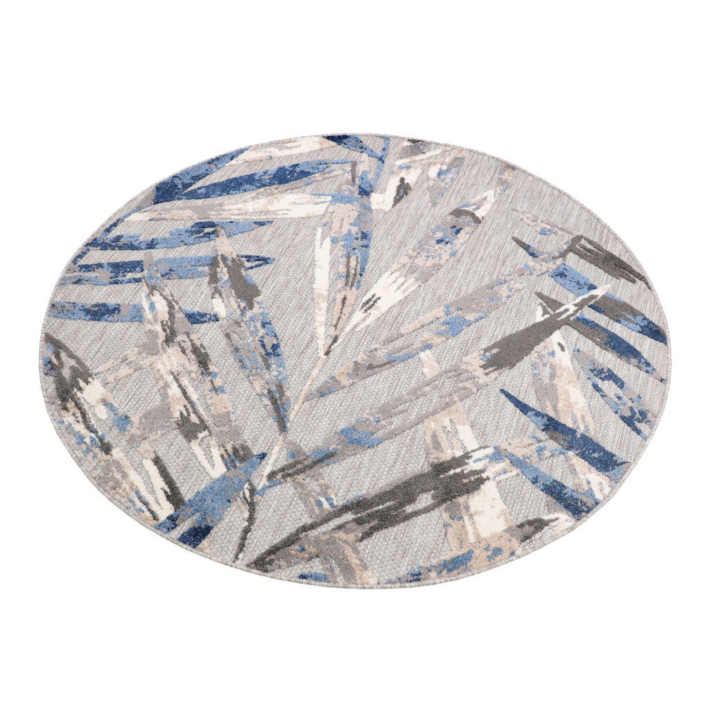 Buitenkleed Patio Rond Grijs Bladeren