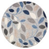 Vloerkleed Buiten Patio Rond Grijs Blauw Bladeren