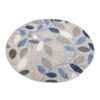 Vloerkleed Buiten Patio Rond Grijs Blauw Bladeren
