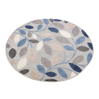 Buitenkleed Patio Rond Grijs Blauw Bladeren