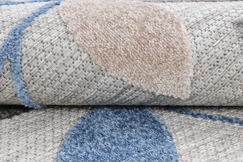 Buitenkleed Patio Rond Grijs Blauw Bladeren