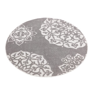 Buitenkleed Patio Rond Grijs Ornamenten