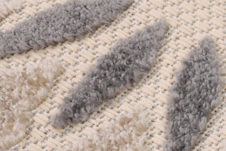 Buitenkleed Patio Rond Creme Grijs Bloemen