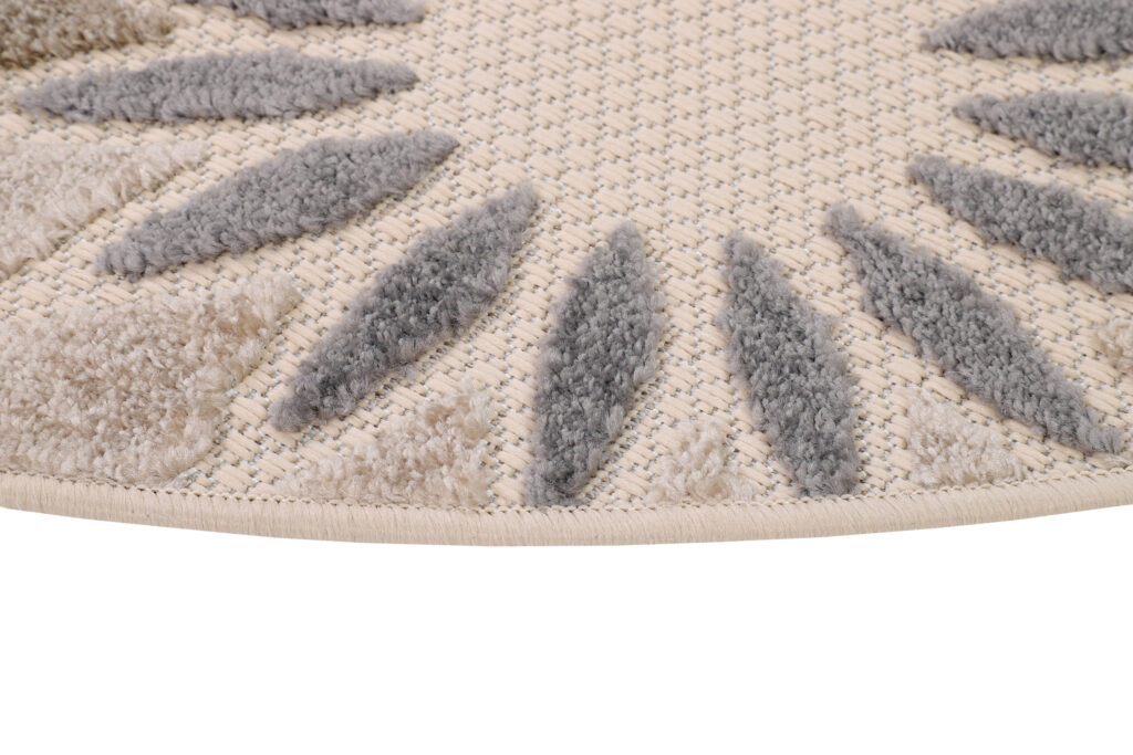 Buitenkleed Patio Rond Creme Grijs Bloemen
