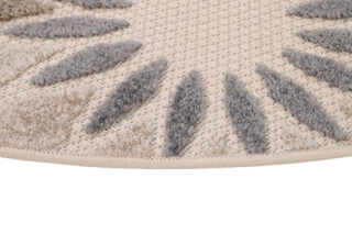 Buitenkleed Patio Rond Creme Grijs Bloemen