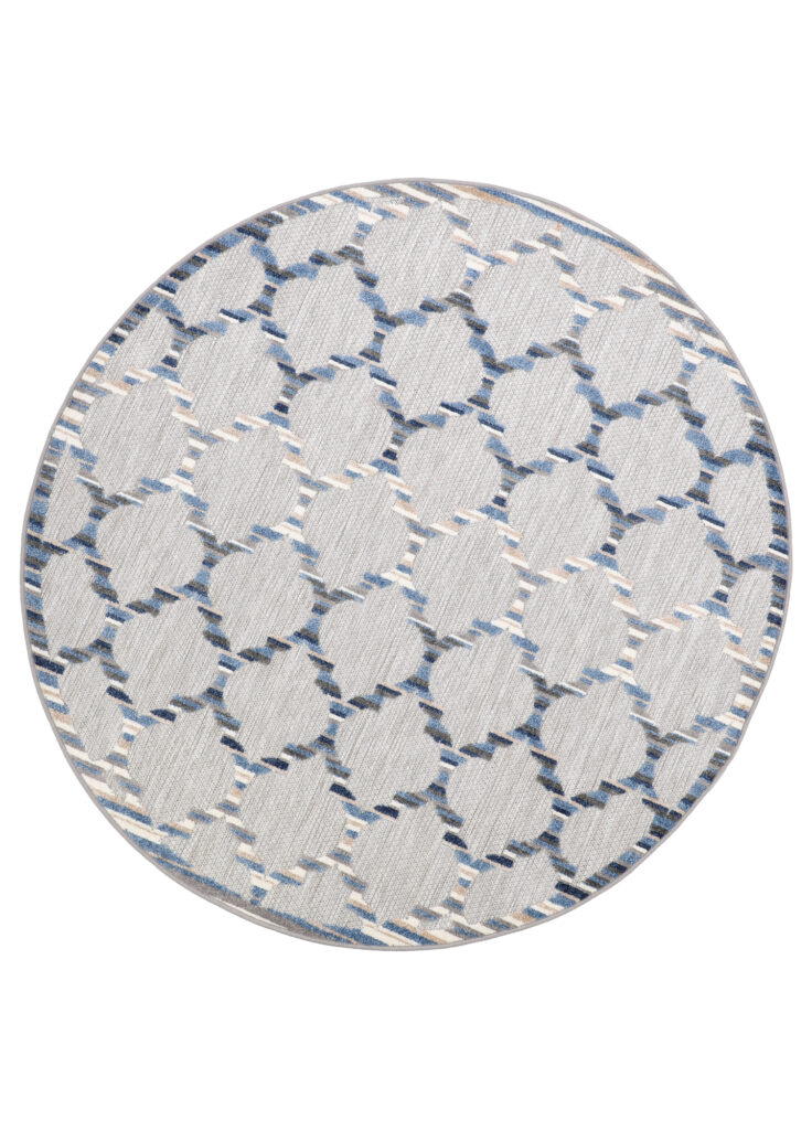 Buitenkleed Patio Rond Grijs Blauw Trellis