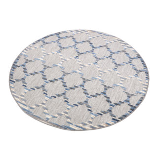 Buitenkleed Patio Rond Grijs Blauw Trellis