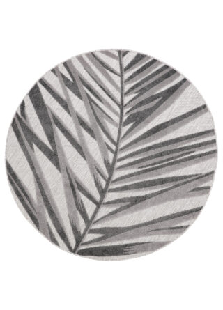 Buitenkleed Patio Rond Grijs Beige Bladeren