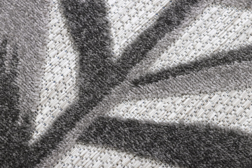Buitenkleed Patio Rond Grijs Beige Bladeren