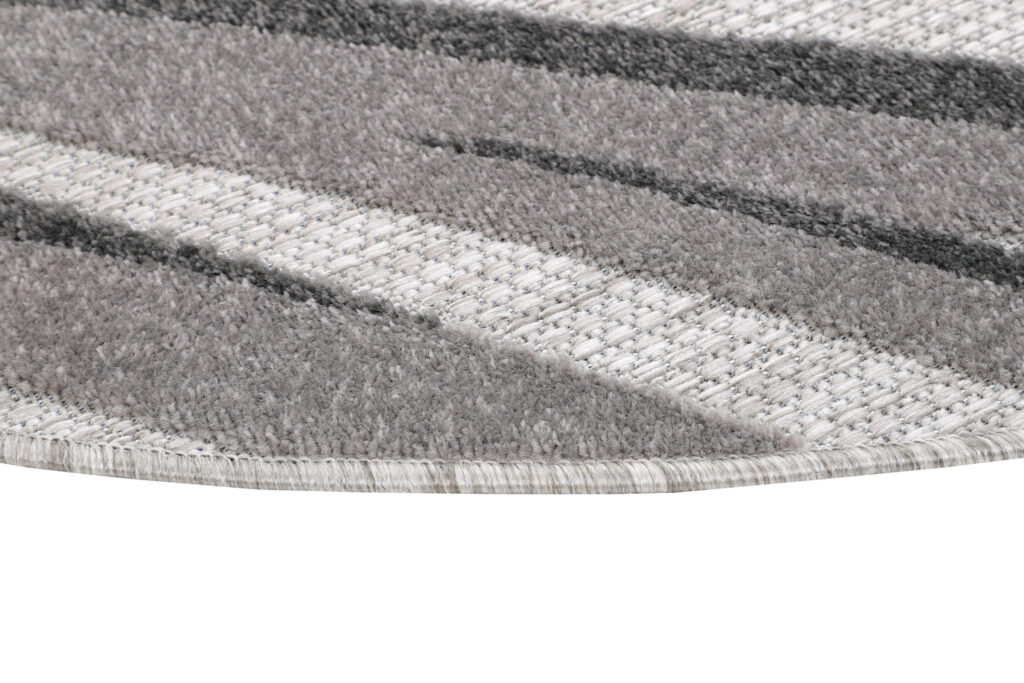 Buitenkleed Patio Rond Grijs Beige Bladeren