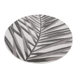 Buitenkleed Patio Rond Grijs Beige Bladeren