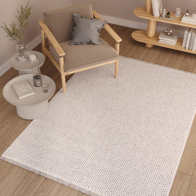 Vloerkleed Agra Grijs Modern met Franjes