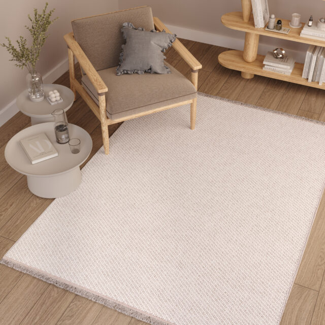 Vloerkleed Agra Beige Modern met Franjes