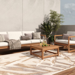 Buitenkleed Patio Creme Grijs Bladeren