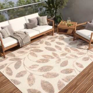 Buitenkleed Patio Creme Beige Bladeren