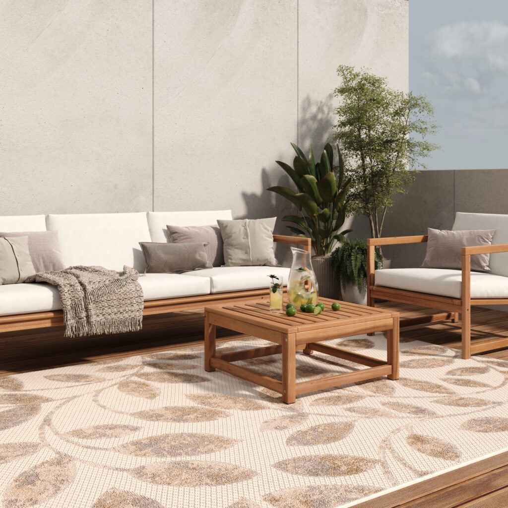Buitenkleed Patio Creme Beige Bladeren