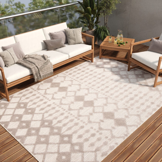 Buitenkleed Patio Grijs Beige Ethno