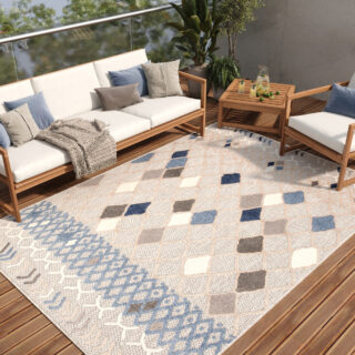 Buitenkleed Patio Grijs Blauw Ethno