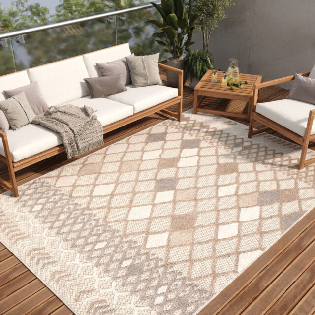 Buitenkleed Patio Grijs Creme Ethno