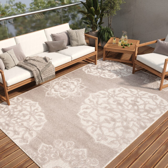 Buitenkleed Patio Grijs Ornamenten