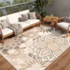 Vloerkleed Buitenkleed Patio Creme Grijs Bloemen