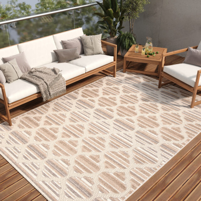 Buitenkleed Patio Creme Grijs Trellis