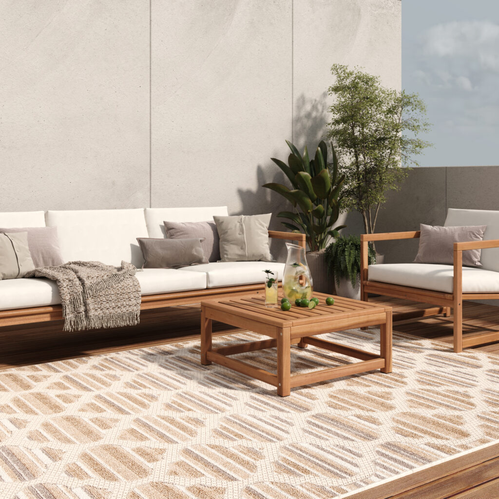 Buitenkleed Patio Creme Grijs Trellis
