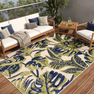 Buitenkleed Patio Creme Monstera Bladeren