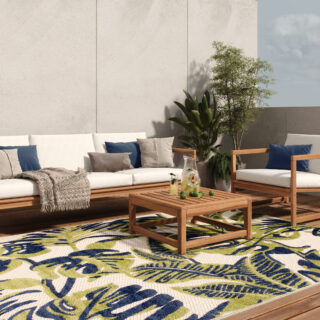 Buitenkleed Patio Creme Monstera Bladeren