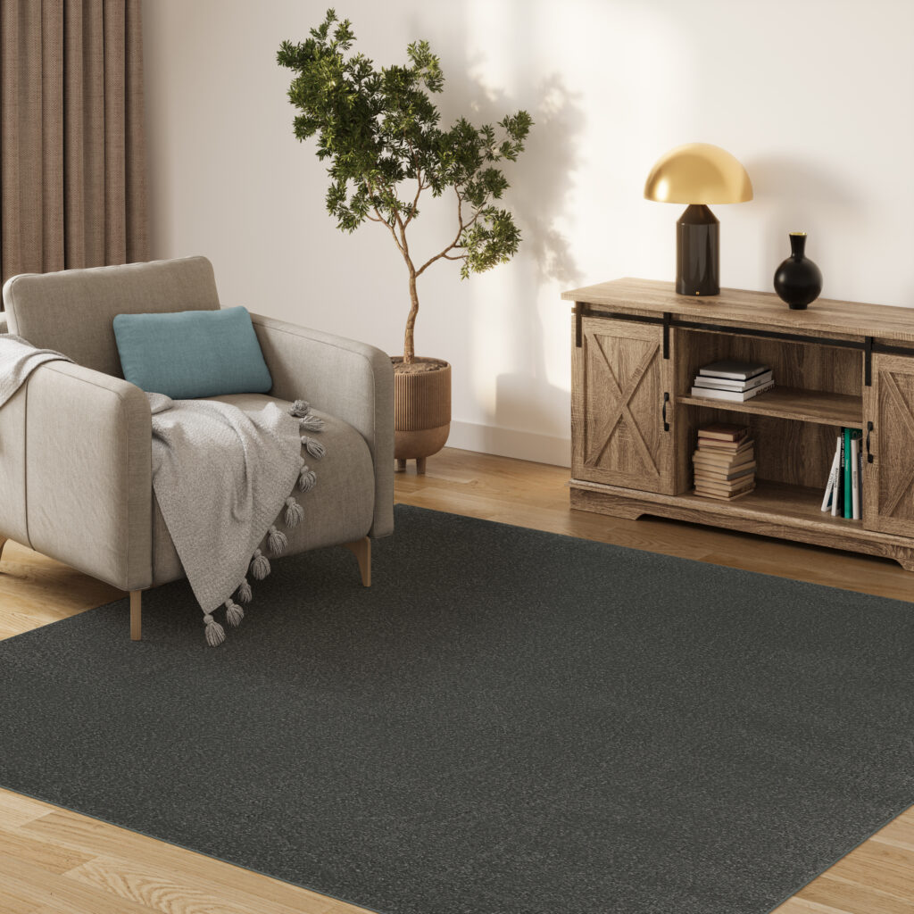 Vloerkleed Mono Vierkant Indoor Outdoor Donker Grijs