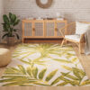 Vloerkleed Buitenkleed Patio Creme Groen Bladeren