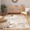 Vloerkleed Buitenkleed Patio Creme Grijs Bloemen